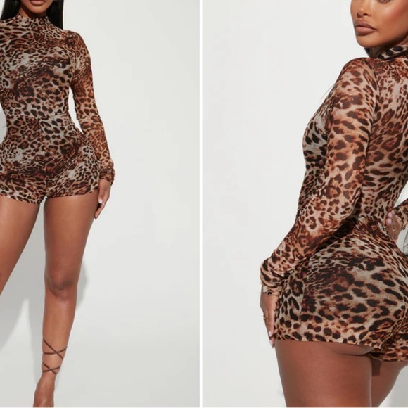 Leopard Print Long Sleeve Bodysuit - Picture 2 of 2